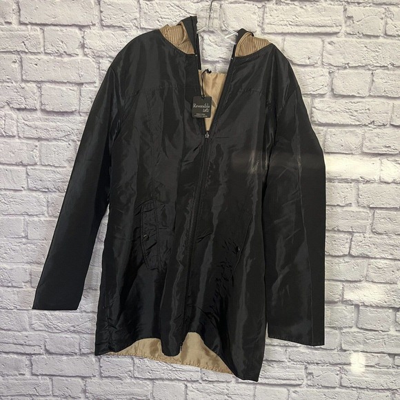 UBU Womens Reversible Jacket Packable Black Beige Sz XL